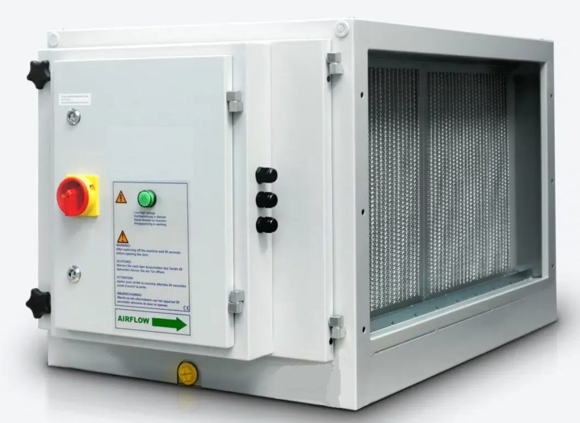 Electrostatic precipitator (ESP) unit for kitchen exhaust air filtration in Dubai, UAE.